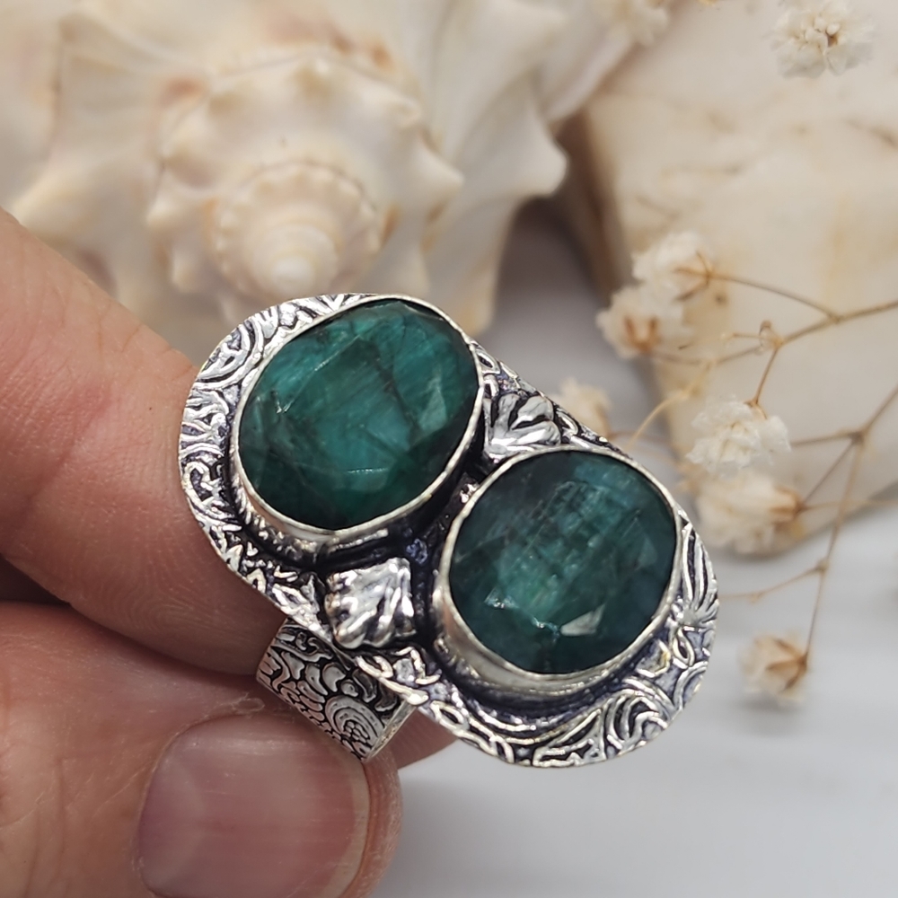 Silver 925 Ring Natural Jade Stone
